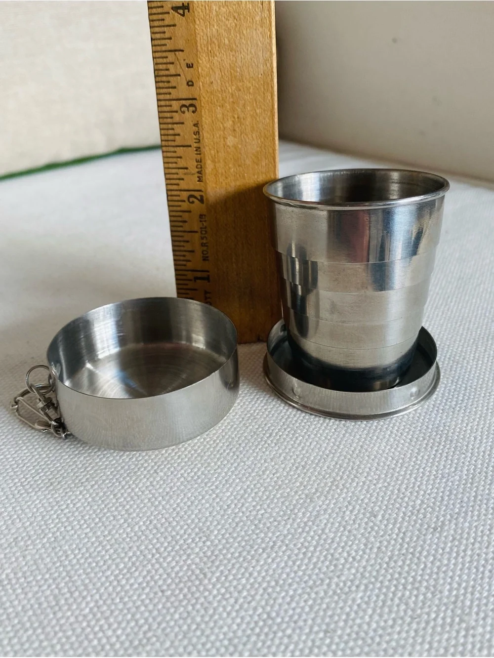 Soviet Order of Alexander Nevsky Collapsible Shot Glass Keychain Stainless Steel